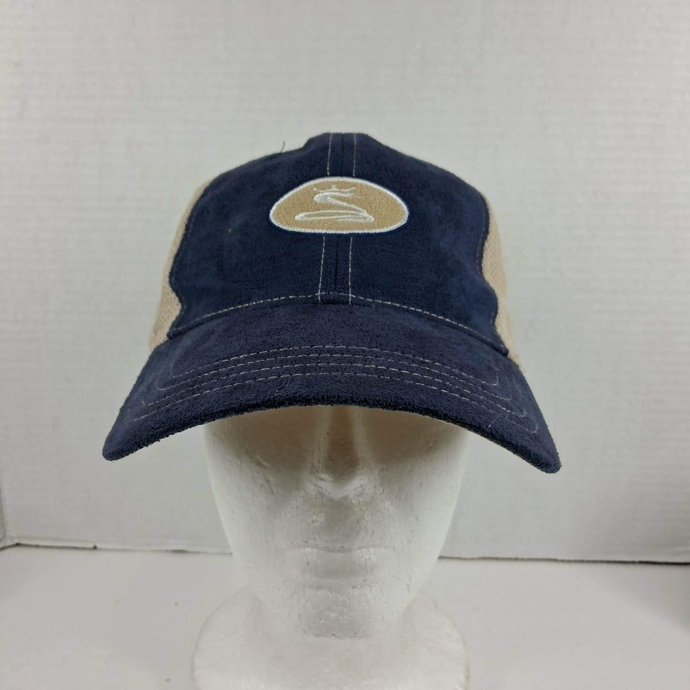 Cobra Golf Trucker Hat Navy Blue Tan Faux Suede Mesh Adjustable Baseball Cap